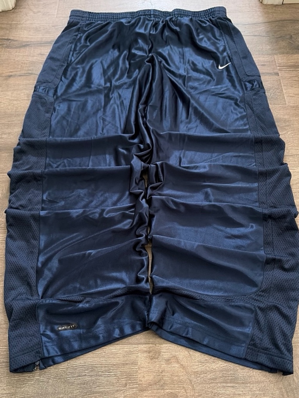 Nike Dri-Fit Navy Blue Baggy Track Pants Y2K Mesh Panel XXL